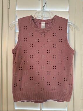 Nordstrom Dusty Rose Eyelet Knit Sleeveless Vest